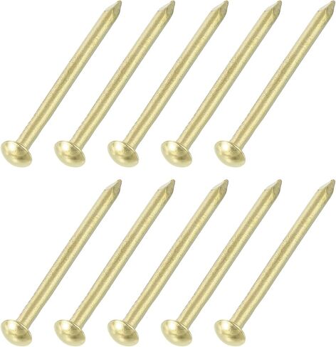 25 قطعة من أظافر الأجهزة الصغيرة من uxcell، 4D × 1-1/2 بوصة نحاسية مستديرة الرأس مسمار تشطيب مشترك لأعمال النجارة المنزلية، مشاريع تعليق الصور DIY، ذهبي in Kuwait