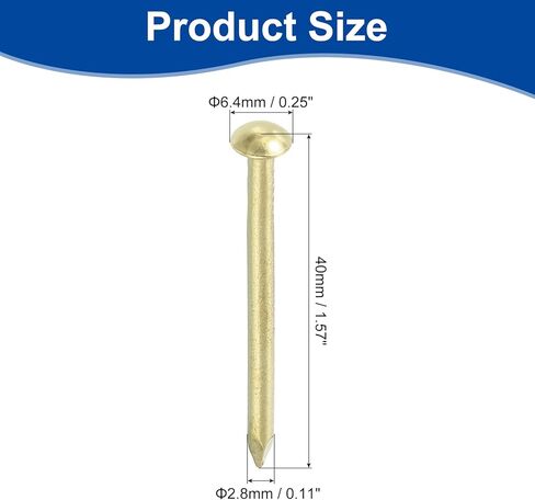 25 قطعة من أظافر الأجهزة الصغيرة من uxcell، 4D × 1-1/2 بوصة نحاسية مستديرة الرأس مسمار تشطيب مشترك لأعمال النجارة المنزلية، مشاريع تعليق الصور DIY، ذهبي in Kuwait