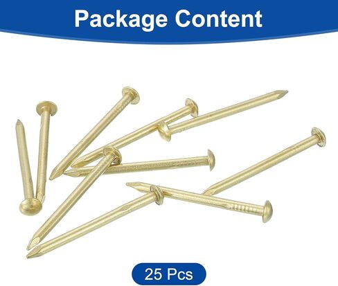 25 قطعة من أظافر الأجهزة الصغيرة من uxcell، 4D × 1-1/2 بوصة نحاسية مستديرة الرأس مسمار تشطيب مشترك لأعمال النجارة المنزلية، مشاريع تعليق الصور DIY، ذهبي in Kuwait