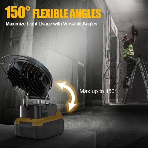 فانوس التخييم LED لبطارية Milwaukee m18: مصباح عمل LED لاسلكي مع منفذ شاحن USB ونوع C - 48W 4800LM ضوء خيمة الكاشف المحمول للتخييم في الهواء الطلق، وانقطاع التيار الكهربائي في حالات الطوارئ in Kuwait