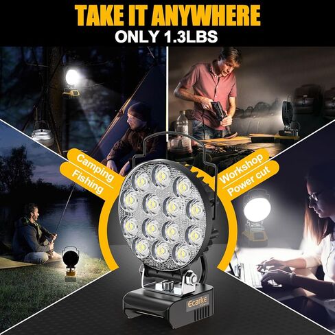 فانوس التخييم LED لبطارية Milwaukee m18: مصباح عمل LED لاسلكي مع منفذ شاحن USB ونوع C - 48W 4800LM ضوء خيمة الكاشف المحمول للتخييم في الهواء الطلق، وانقطاع التيار الكهربائي في حالات الطوارئ in Kuwait