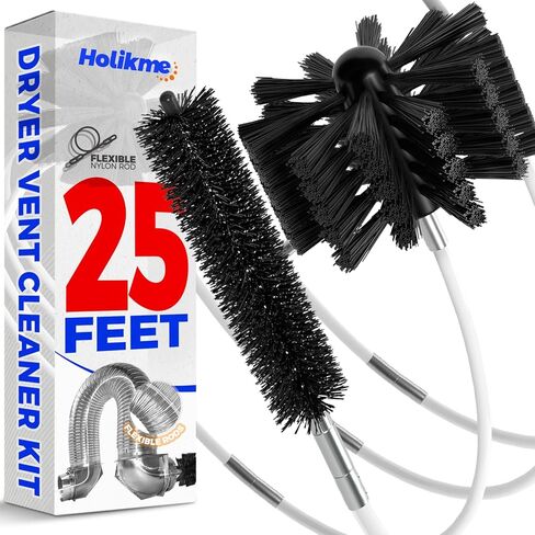Holikme 25 Feet Dryer Vent Cleaning Brush, Lint Remover, Synthetic Brush Head, Use with or Without a Power Drill in Saudi Arabia