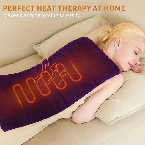 Heating Pad for Back,4lb Weighted Heating Pads for Pain Relief &Cramps,Gifts for Women, Men,12 * 24 King Size with 4 Heating Setting,2H Auto Off,Dry Moist Heat,Machine Washable,Purple in Saudi Arabia