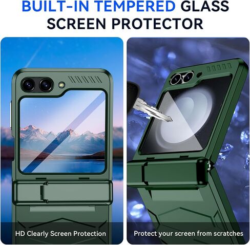 for Samsung Galaxy Z Flip 5 Case with Hinge Protection & Bulit-in Small Screen Protector & Hidden Standing Kickstand Full Body Rugged Shockproof Armor Case for Galaxy Flip 5 (Black) in Saudi Arabia