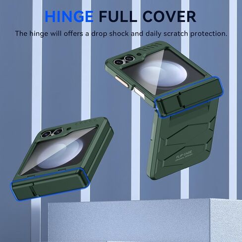 for Samsung Galaxy Z Flip 5 Case with Hinge Protection & Bulit-in Small Screen Protector & Hidden Standing Kickstand Full Body Rugged Shockproof Armor Case for Galaxy Flip 5 (Black) in Saudi Arabia