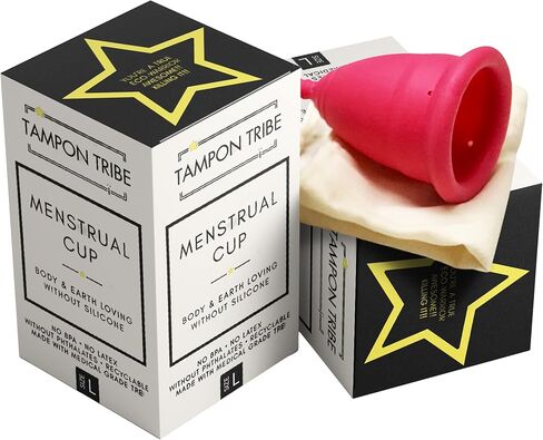 تامبون ترايب - كوب الحيض القابل لإعادة الاستخدام، سهل التنظيف، أساسي للدورة الشهرية، مصنوع من مادة TPE، خالٍ من السيليكون للعناية الأنثوية، متوسط، سعة 25 مل in Kuwait