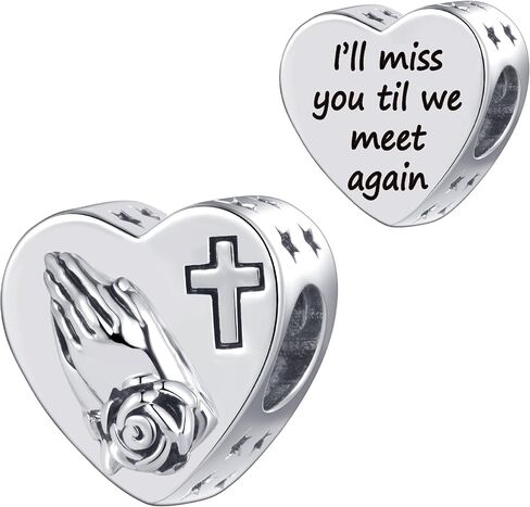 Prayer Heart Charm Compatible Pandora Charm Bracelet Christmas Family Memorial Cross Loss Family Friend Bead Girls Anniversary Birthday in Saudi Arabia
