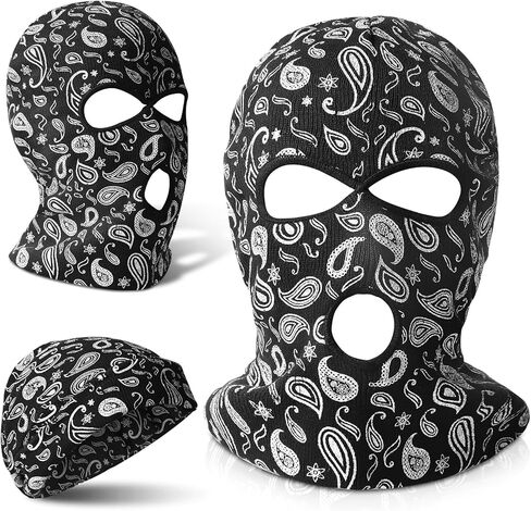 قناع تزلج يورزوم قطعة واحدة مكون من 3 فتحات وزهرة الكاجو قناع الوجه الكامل للشتاء غطاء وجه بالاكلافا للرياضات الشتوية الخارجية in Kuwait