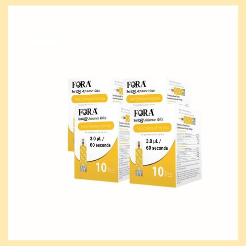 FORA Blood Total Cholesterol Test Strips (10pcs/Box, Compatible with FORA Test N'Go Advance Voice Meter) in Saudi Arabia