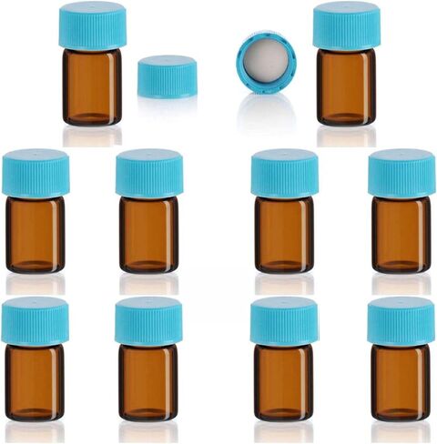 5/8 Dram Amber Glass Vials w/Polycone Caps (5/8Dram w/Polycone Cap (Pack of 3) in Saudi Arabia