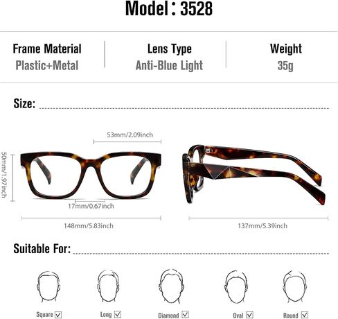 kimorn Blue Light Blocking Glasses,Anti Eyestrain & UV Protection,Square Frame Glasses for Women and Men in Kuwait