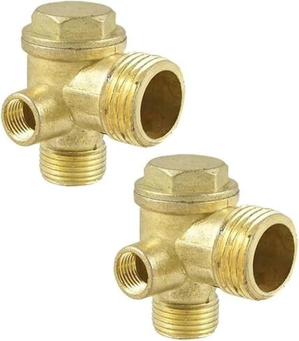 2Pcs Gold Female Thread Check Valve 3-Port Brass Male Threaded Air Compressor Check Valve Central Pneumatic Check Valves Air Compressor Replacement Parts Air Compressor Accessories in Saudi Arabia