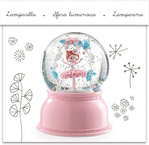 DJECO Snowglobe Nightlight Ballerina - كرة ثلجية رائعة، تذكار، ديكور لغرفة نوم الأطفال وغرفة اللعب - ضوء ليلي مهدئ للرضع والأطفال الصغار - ألعاب للفتيات والأولاد بعمر 3 سنوات فما فوق in Saudi Arabia