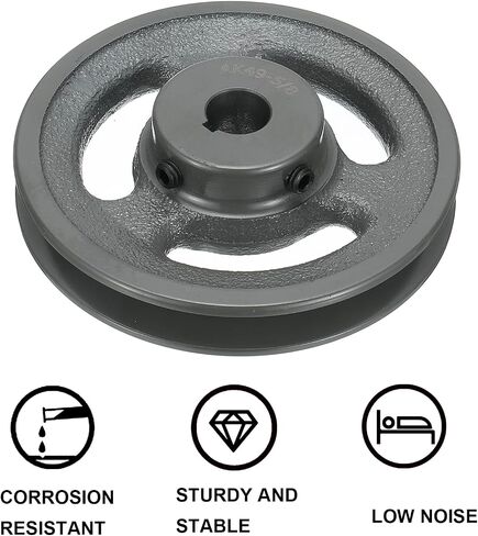 uxcell AK49-5/8 V-Belt Sheave 5/8 "تتحمل 4.75" OD مفردة الأخدود الويب Sheave بالملل إلى الحجم، حديد الزهر، قسم الحزام لـ 4L أو حزام in Saudi Arabia