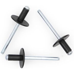 Alloypro 60pcs Black Large Flange Blind Rivets, Aluminum,Flange Diameter 5/8" (16 mm),Pop Rivets Assortment Kit Blind Rivet,3/16" x 5/8",Grip Range(8-12mm)
