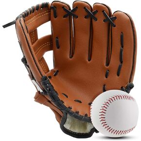 Baseball Glove with Softball Softball Glove Tee-Ball Glove 10.5"-12.5" for Kids Youth Adult Baseball Mitt Left Hand Glove, Right Hand Throw