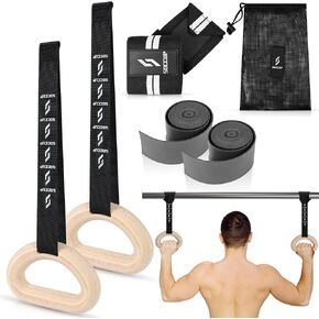 Pull Up Handles — Pull Up Hand Grips Set includes Wrist Wraps, Non-Slip Rubber Rolls & Carry Bag — Handle Attachment for Bars Barbells — Neutral Grip Pull Up Bar for Home & Gym