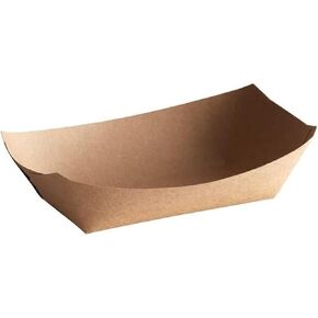 [50 Pack] Large Kraft Trays, 3 Lb. Disposable Natural Brown Paper Serving Boats, Made in USA, Natural Eco-Friendly and Sturdy