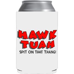 Hawk Tuah Spit on That Thang Funny Can Cooler - White with Red Text | Gag Gift, Christmas Stocking Stuffer, College Party, Halloween Drink Holder