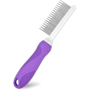 Dematting Fur Rake Comb for Dogs & Cats, Grooming Brush with Safety Blades, Efficient Hair Removal Tool for Trimming and Eliminating Dead, Matted or Tangled Fur - Pet-Specific Shedding Comb