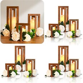 12 قطعة من قطع مركزية للزفاف من OurWarm للطاولات، قطع مركزية خشبية قابلة للطي للطاولات المركزية لحفلات الزفاف، فوانيس ريفية بنية للقطع المركزية لتزيين حفلات الزفاف in Kuwait