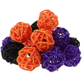 Ciieeo 60pcs Halloween Rattan Balls Ornament, Wicker Ball Vase Fillers Thanksgiving Fall Wicker Rattan Balls Table Decorative Balls for Wedding Party Coffee Table Decor