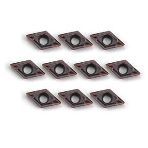 Carbide Turning Inserts DCMT070204 DCMT21.51 CNC Lathe Turning Tool Holder Indexable Inserts for Steel Metal Machining, 10 Pieces