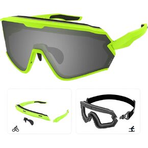 Cycling/Ski Glasses Goggles, Convertible 2 in 1 for Men Women UV400 Anti-Fog