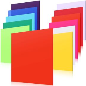 Macarrie 10 Pack 12 x 12 Colored Opaque Acrylic Sheets 1/8 Thick Acrylic Sheets for Laser Cutting Acrylic Panel Plastic Sheets for Glass Engraving Signs DIY Projects Craft Painting