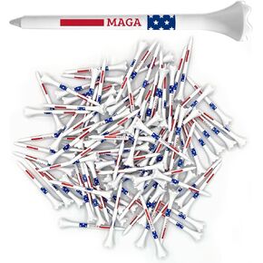 ProActive Sports MAGA 3 ¼ بوصة 100 عبوة من تي شيرتات الجولف البلاستيكية المتينة ذات 6 شقوق تتميز بطباعة العلم الأمريكي الوطني - صُنعت في الولايات المتحدة الأمريكية in Kuwait