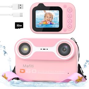 Mafiti Kids Waterproof Camera Underwater Camera for Snorkeling and Diving with LCD Display USB Rechargeable Digital Camera for Videos and Photos Pink