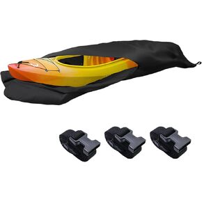 Antrader 16 FT Kayak Cover,420D Canoe Cover Paddle Board Cover Water UV Dust Resistant Boat Cover Canoe Cover Accessories,Fit 16FT Long and Beam Width 36 inch Kayak,Canoe,Black