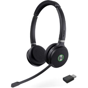 Yealink WH62 Portable Wireless Headset with DECT Dongle, Headset for Teams, Zoom Skype Certified, Office Work Headset with 2X Noise Cancelling Mic, 13 Call Time, 393 ft Range for Computer, Desk Phone