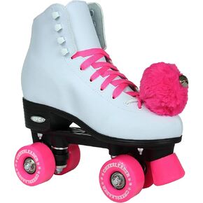 Epic Skates Cheerleader Indoor/Outdoor Quad Roller Skates, White/Pink, Size 6