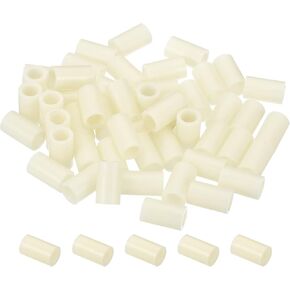 PATIKIL 5.2mm ID x 9mm OD x 20mm L Round Spacers Washers, 50 Pack ABS Plastic Plastic Standoff Gaskets for M5 Hardware Screws Bolts for 3D Printer Electrical Outlet, Beige