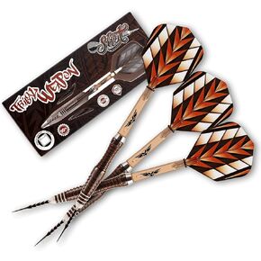 Shot Darts Steel Tip, Tribal Weapon Savage (23g/ 25g), 90% Tungsten Barrels, Front Weighted with Precision Grips, Professional Dart Set and Flights Made in New Zealand, Metal Tip Bar Darts