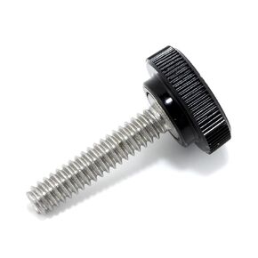 #10-24 x 7/8" Thumb Screw Stainless Steel - Black Knurled Round Plastic Knob - Standard/Coarse Thread ThumbScrew - Length: 0.875" - Proudly Built in USA - Package of (4)