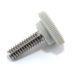 1/4"-20 x 3/4" Thumb Screw Stainless Steel - Gray Knurled Round Plastic Knob - Standard/Coarse Thread ThumbScrew - Length: 0.750" - Proudly Built in USA - Package of (4)