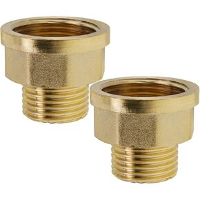 2 Pack Brass Pipe Fittings, 1/2" to 3/4" Pipe Reducer Adapter Coupler, 1/2" NPT Male Pipe x 3/4" NPT Female Pipe Fitting