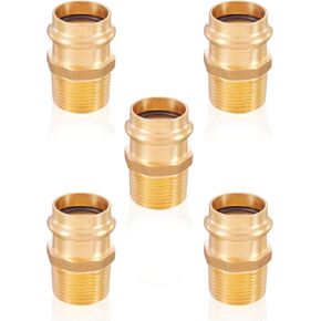 Press Fittings Adapter,3/4" Press Fit x 3/4" Male NPT Threaded(LF Brass,5 PACK)