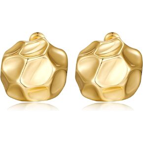 Gold Swirl Disco Stud Earrings Statement Button Dtud Earrings for Women Vintage Jewelry