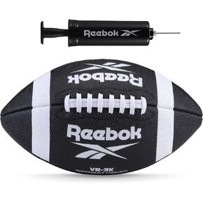 Reebok Elite Recreational Football, Official Size, Composite Leather, Soft Grip Technology, Cushion Lining, Includes Pump & Needle, VR-3K Black Series (Varsity)