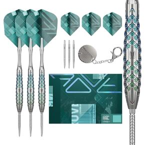 TARGET Darts Rove Steel Tip Swiss Point Darts, 90% Tungsten Dart Set | Steel Tip Dart, Green & Silver Darts, Professional Dart Set with Swiss Points & Tool | Barrel 01/02/03 –22G/23G/24G/25G