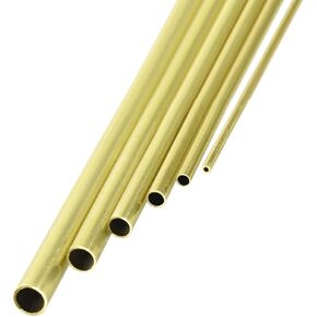 METALLIXITY Brass Tube (1mm-3.5mm OD x 0.2mm Wall T x 300mm L) Pack of 6, Straight Tubing - for Home Furnishing, Machinery, DIY Handicraft