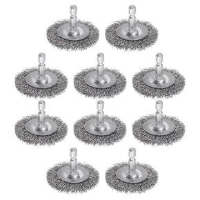 uxcell 10Pcs Wire Wheel Brush 2" High Carbon Steel Wire Drill Brush with 1/4-Inch Hex Shank for Rust Removal Corrosion Scrub Surfaces