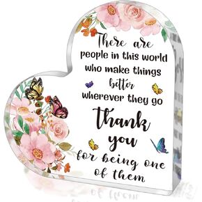 Thank You Gifts for Women, Acrylic Heart Sign Office Presents, Valentines Day Christmas Thanksgiving Appreciation, Birthday Gifts for Men, Boss, Teacher, Coworker, Employee, Friends