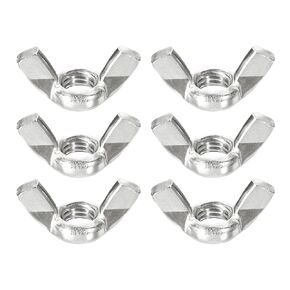 uxcell #6-32 Wing Nut 6 Pcs, 201 Stainless Steel Butterfly Wing Nuts Fasteners Parts Hand Twist Tighten Wing Nuts for Machinery Electronic Equipment DIY, Silver Tone