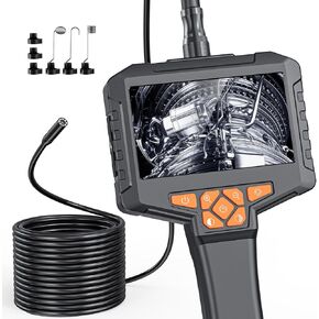 4.3'' Handheld Borescope, Ginocaco 1080P Endoscope Camera with 8 Adjust LED Lights, Inspection Swer Camera with 16.4ft Semi-Rigid Cable, IP67 Waterproof Scope Camera for Hvac Tool, Gadget Gift for Men