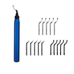 Metal Deburring Tool Kit with15Pcs High-Speed Rotary Deburr Blades, Pipe Deburring Tool Burr Remover Hand Tool for Plastic, Wood, Copper, Soft Metal, 3D Printed Edges (Blue)