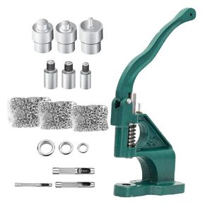 Hand Press Grommet Machine, Grommets Eyelet Tool Kit with 1500 Pcs Grommets 6/10/12mm Multipurpose Eyelet and for Snap Buttons, Rivets Setting,Curtains,Belts,Bags,Shoes,Awning,DIY Craft